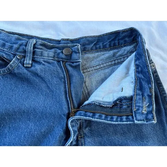 Calvin Klein Wide Leg Fray Bottom Jeans Size 8 100% Cotton Roll Up, High Rise - Picture 11 of 14
